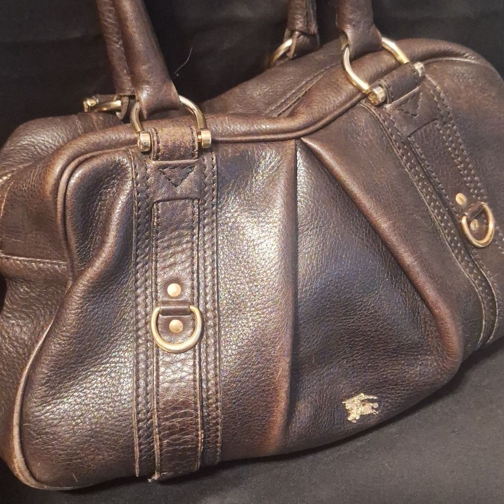 Burberry vintage brown leather satchel handbag - Picture 9 of 10
